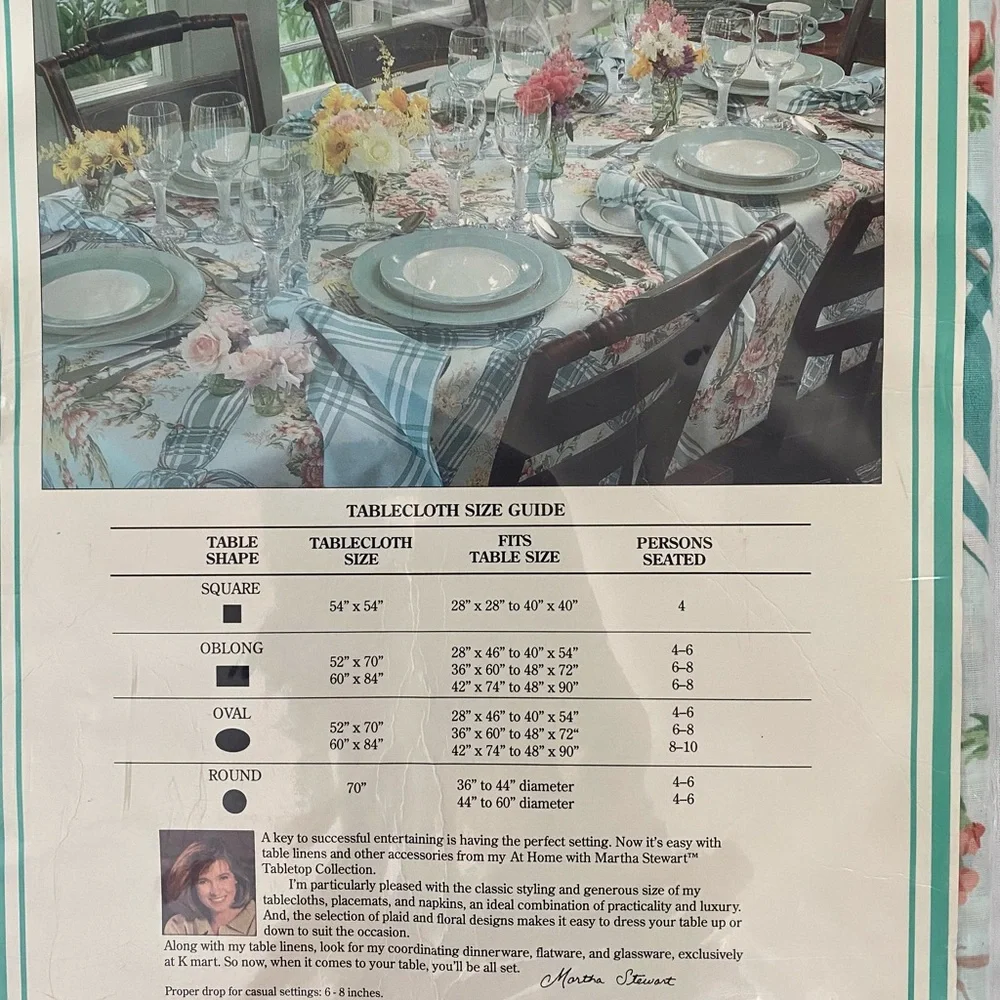 Martha Stewart Tablecloth Oval Willow Pond Garden  Floral NWT 60 X 84 Cottage